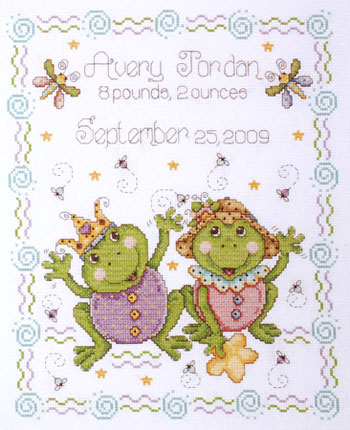 Frog Family Birth Sampler