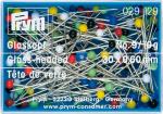 Spilli con testa di vetro colori ass. 0,60 x 30 mm