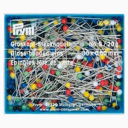 Spilli con testa di vetro colori ass. 0,60 x 30 mm 20gr.