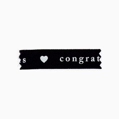 Nastro 15mm - Congratulations - Bianco/Nero