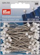 Spilli con testa di vetro colore bianco 0,80 x 48 mm 30gr.
