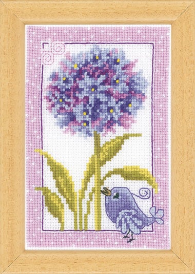Fiori viola con uccello 3