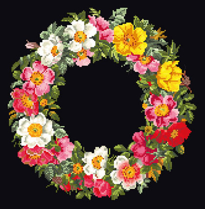 Cuscino Roses Wreath - Nero