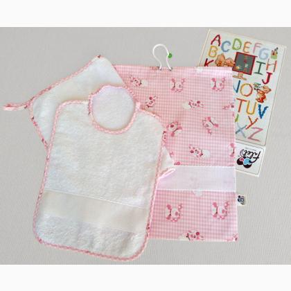 Set asilo cagnolini rosa da filet per i bimbi ricamabili ... Libretti punto croce con schemi asciugamani bagno