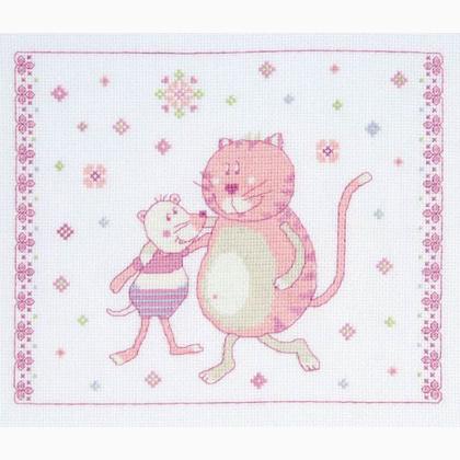 Quadretto topini e gattini - Rosa
