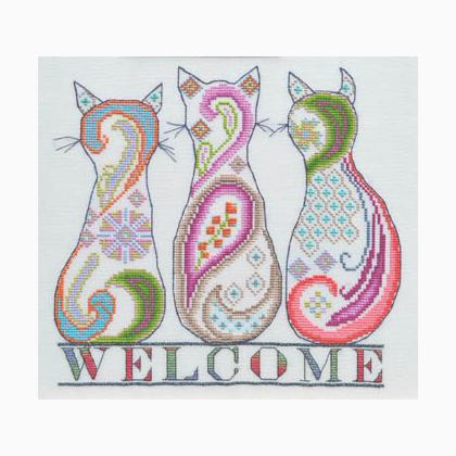 Paisley Cat Welcome Da Marnic Designs Schemi Punto Croce Schemi Punto Croce Casa Cenina