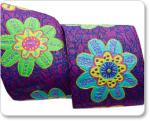 Passamaneria Jacquard - Flowers on Purple - 38 mm