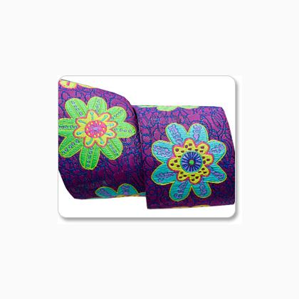 Passamaneria Jacquard - Flowers on Purple - 38 mm