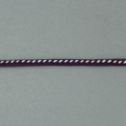 Cordino piatto intrecciato punteggiato - Viola e Bianco
