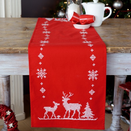 Runner rosso - Christmas Deers