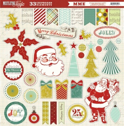 Etichette in cartoncino Mistletoe Magic - Natale - 12 x 12
