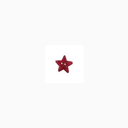 Bottone - Red Glitter Star, Small