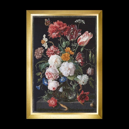 Still Life with Flowers in a Glass Vase, 1650-1683 - Nero - Aida