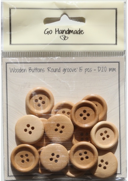 Bottoni di legno - Round Groove - Chiari, Accessori