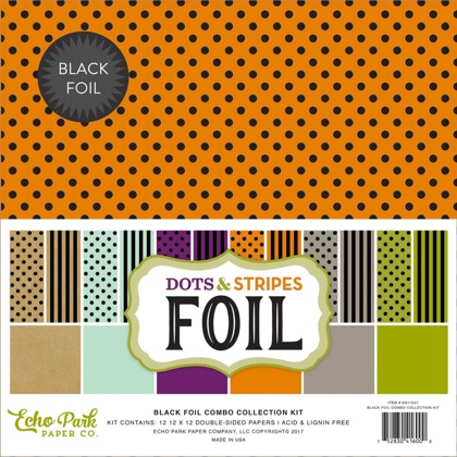 Set Carta da Decorazioni - Black Foil Dots & Stripe