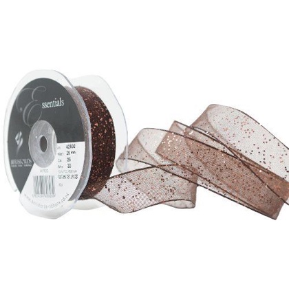 Nastro Random Glitter 25mm - Marrone
