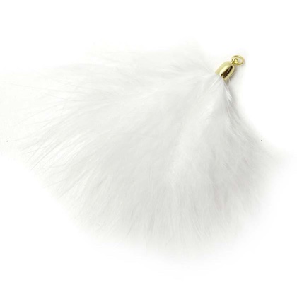 Piuma decorativa con porta pendente - Bianco neve
