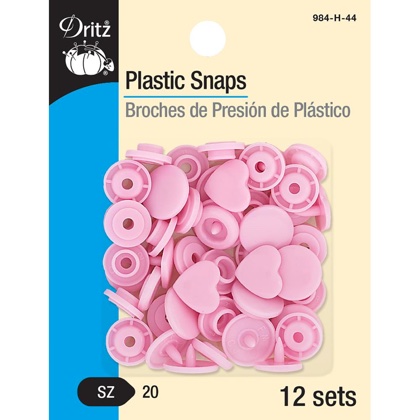 Bottoni a pressione in plastica - Cuori rosa