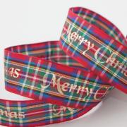 Nastro Tartan Metallic Merry Christmas 15mm - Oro