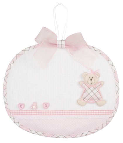 Fiocco Nascita Orsetto scozzese - Rosa