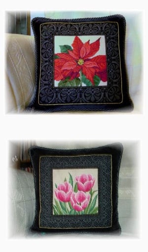 Poinsettia and Tulips Cushions