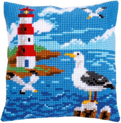 Cuscino: Faro e Gabbiani