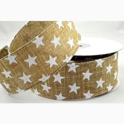 Nastro 25mm - Christmas Stars - Naturale