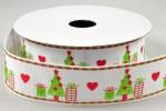 Nastro 25mm - Natale Grosgrain - Bianco & Verde