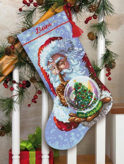 Calza: globo di neve di Babbo Natale