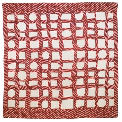 Nobuyuki Takai Linen Furoshiki - Shapes and Lines Red