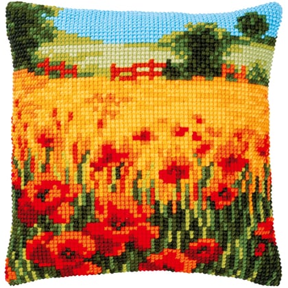 Cuscino: Paesaggio di papaveri