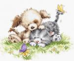 Dog and Cat with Butterfly