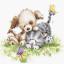 Dog and Cat with Butterfly