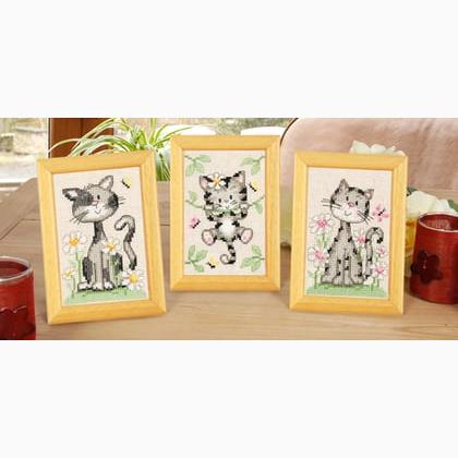 Gatti tra i fiori - Set di 3