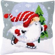 Cuscino: Gnomo di Natale sul ghiaccio
