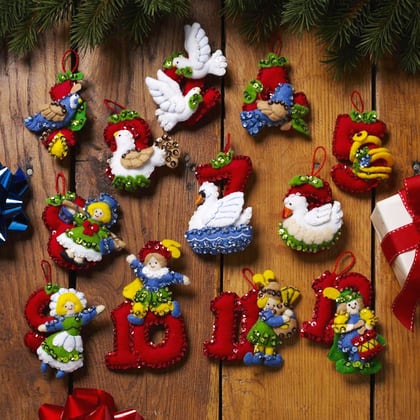 Kit decorazioni in feltro set da 6 - Twelve Days of Christmas