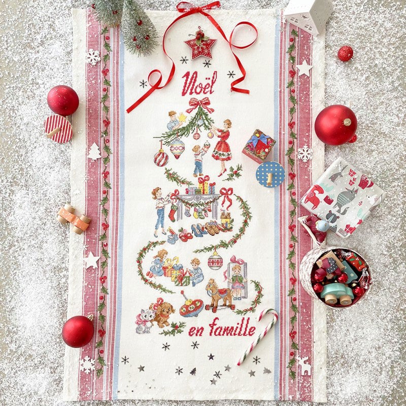 Torchon « Noël en famille» - Lino