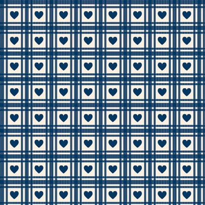 Checkered Hearts - Old Blue