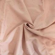 Mussola di cotone organico - Uccelli dorati su fondo rosa