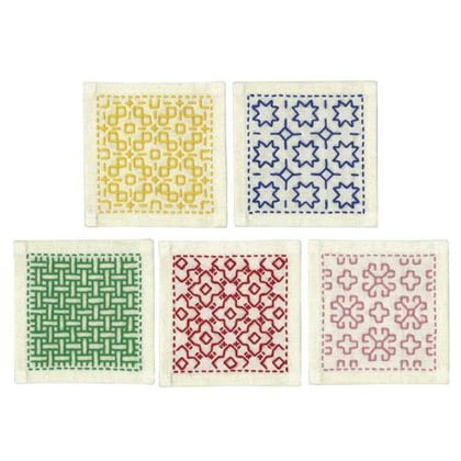 Kit Olympus Sashiko - Blu, rosa, verde, giallo, rosso e beige