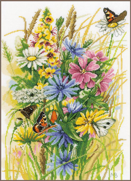 Fiori di campo e farfalle