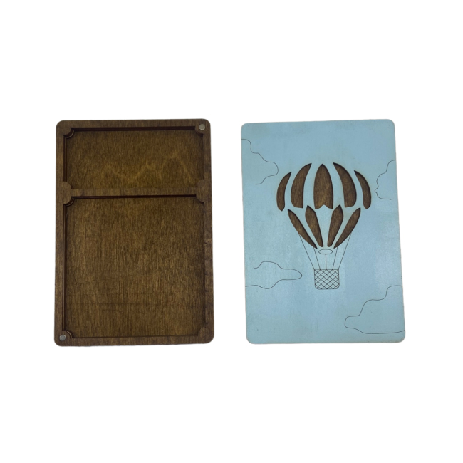 Astuccio di legno - Mongolfiera blu