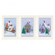 Biglietti di auguri: Case d'inverno - Set di 3
