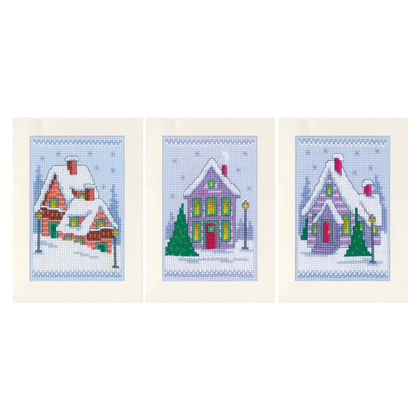 Biglietti di auguri: Case d\'inverno - Set di 3