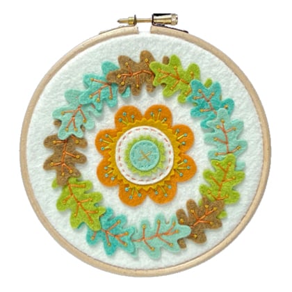 Kit feltro Foglie e fiori d\'autunno - con telaio