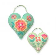 Kit feltro - 2 Piccoli cuori floreali folk art