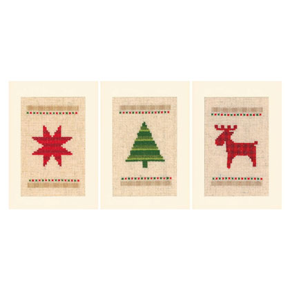 Biglietti di auguri: Alberi di Natale a scacchiera - Set di 3