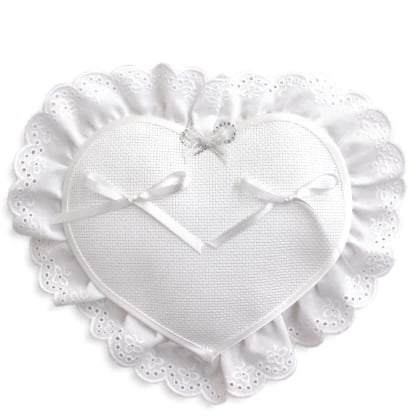 Cuscino portafedi nuziali - Cuore - Bianco