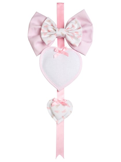Fiocco Nascita - Primi Passi Due Cuori - Rosa