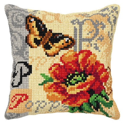 Cuscino - Papavero e Farfalla